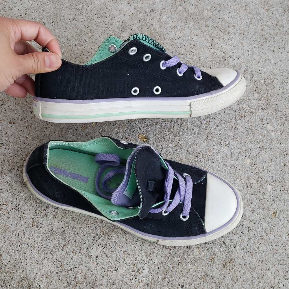 Converse Canvas Double Tongue Sneakers Classic All Star Size 4 Youth 6 Womens - Picture 16 of 16